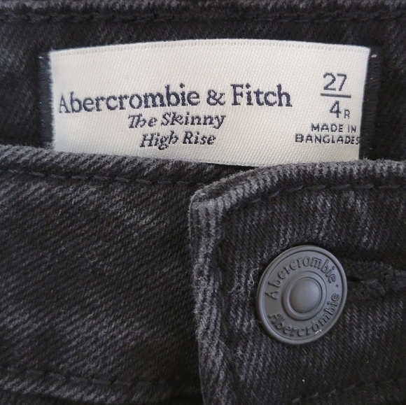 Abercrombie and Fitch | The Skinny High Rise Black Denim Jeans Size 27 4R - Picture 2 of 4